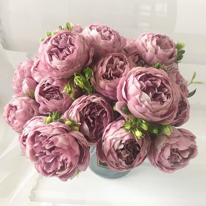 30cm Rose Pink Silk Peony Artificial Flowers Bouquet