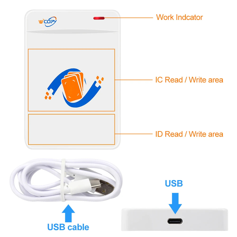 FOB Copier Duplicator Reader Writer 125KHz 13.56MHz USB Programmer Key fobs UID T5577 Rewritable Support NFC Phone / Wristband