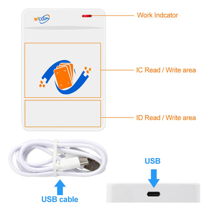 FOB Copier Duplicator Reader Writer 125KHz 13.56MHz USB Programmer Key fobs UID T5577 Rewritable Support NFC Phone / Wristband
