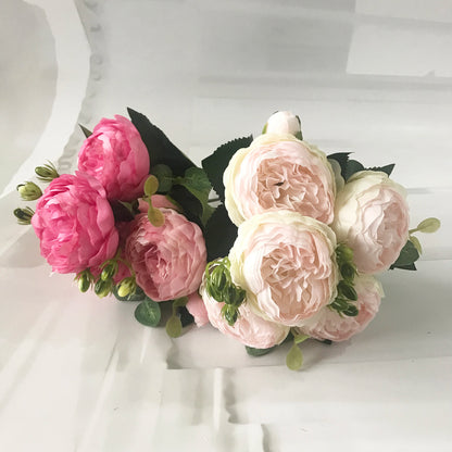 30cm Rose Pink Silk Peony Artificial Flowers Bouquet