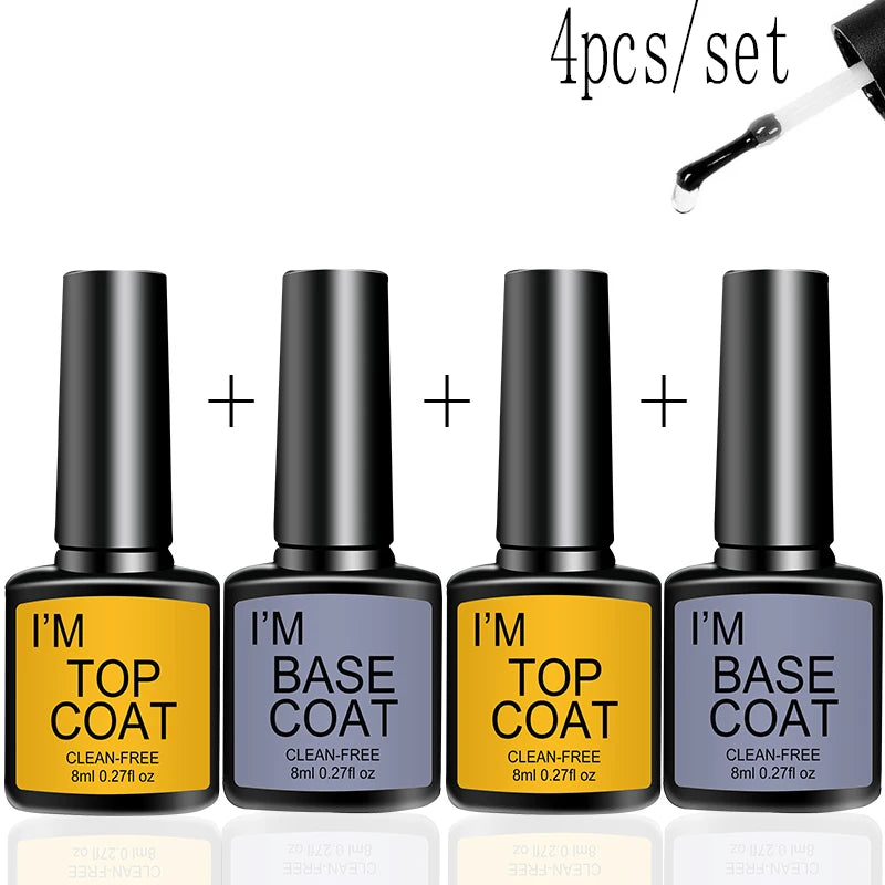 Nail Art Kit With 4 Pcs/Set  Base Coat And Top Coat