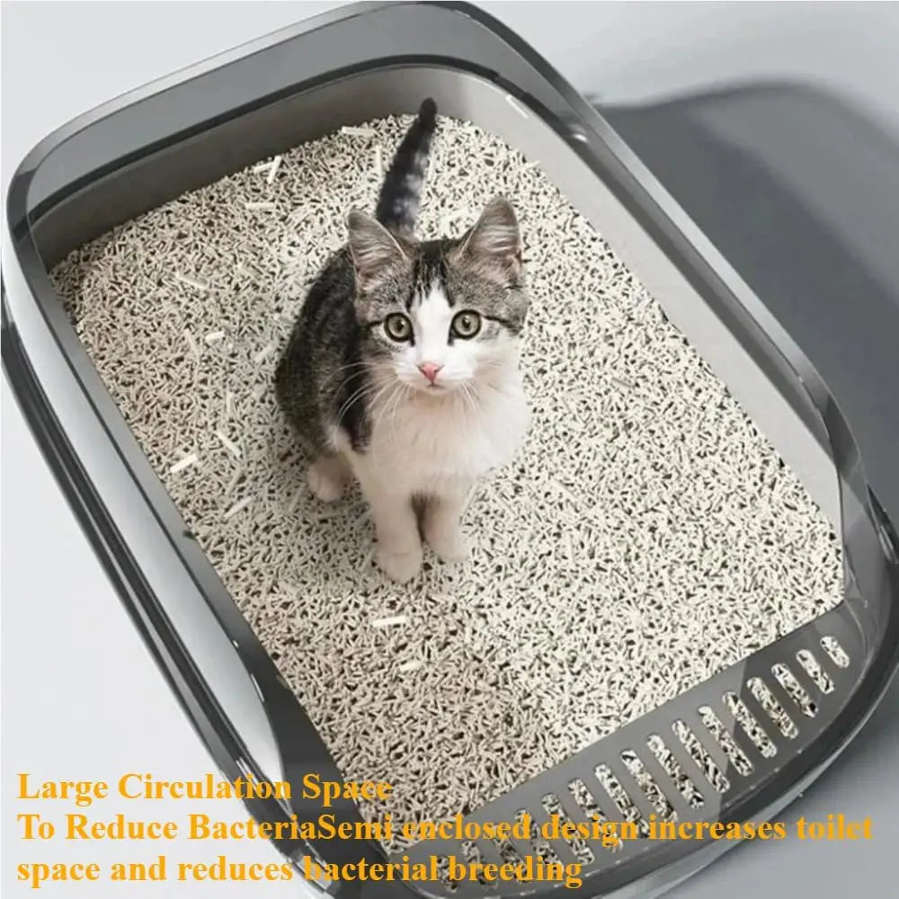 Splashproof  Semi-Enclosed Cat Litter Box