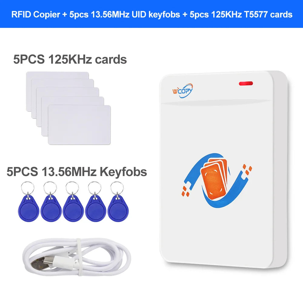 FOB Copier Duplicator Reader Writer 125KHz 13.56MHz USB Programmer Key fobs UID T5577 Rewritable Support NFC Phone / Wristband