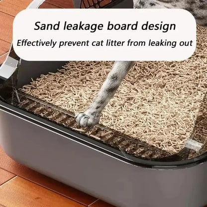 Splashproof  Semi-Enclosed Cat Litter Box