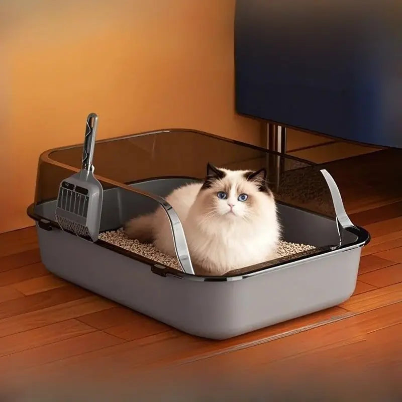 Splashproof  Semi-Enclosed Cat Litter Box