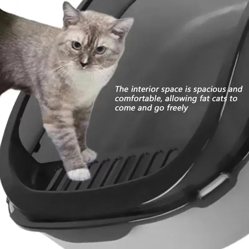 Splashproof  Semi-Enclosed Cat Litter Box