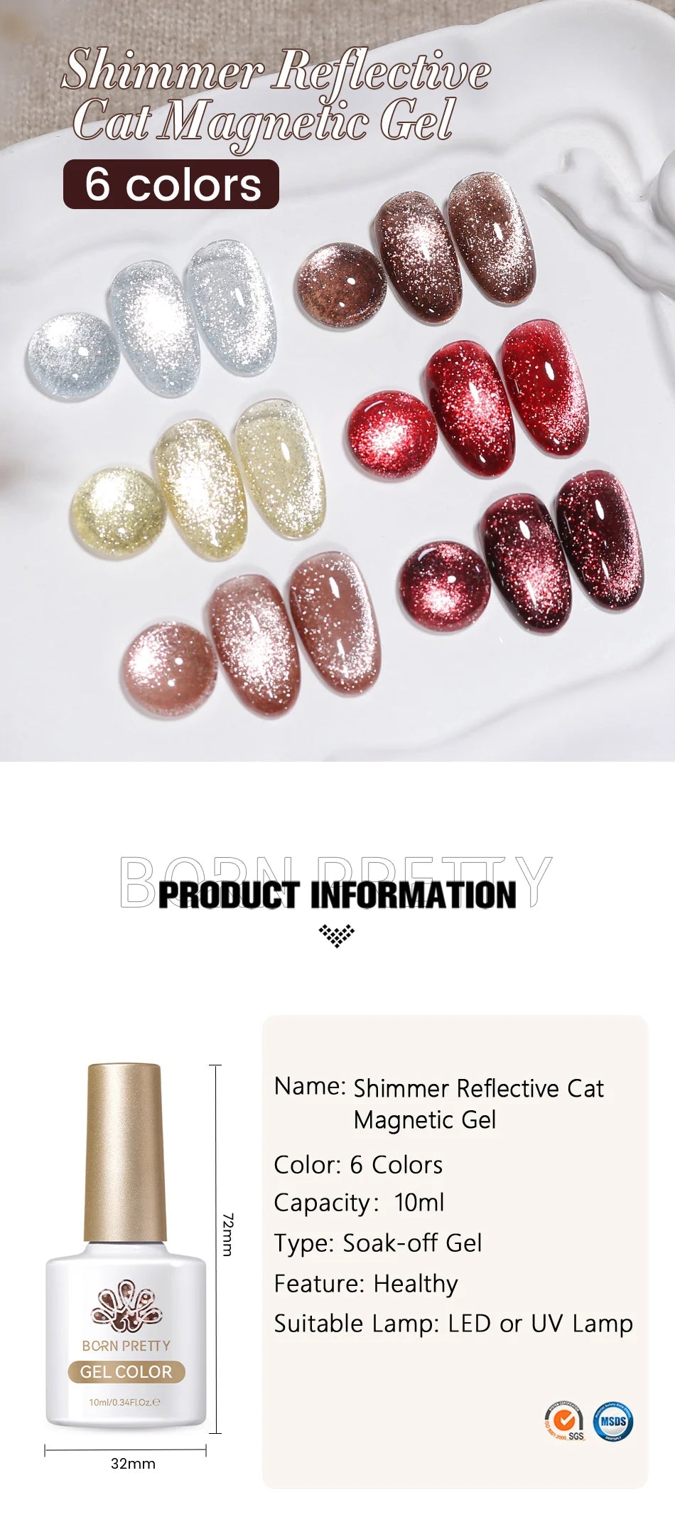 BORN PRETTY 117 Colors Cat Magnetic Gel Nail Polish
