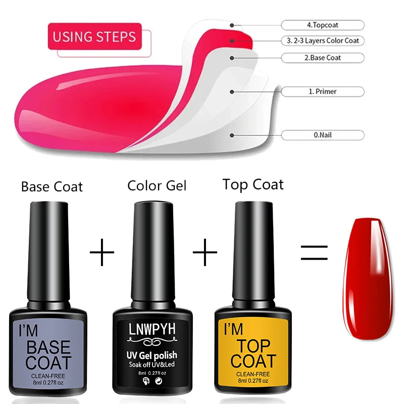 Nail Art Kit With 4 Pcs/Set  Base Coat And Top Coat