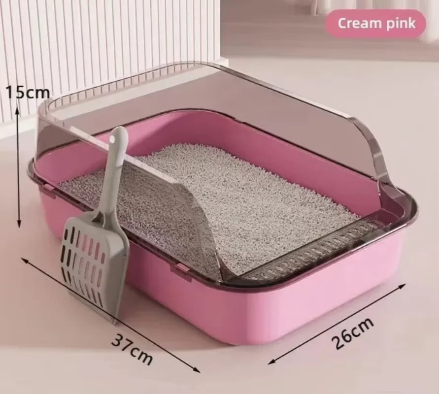Splashproof  Semi-Enclosed Cat Litter Box